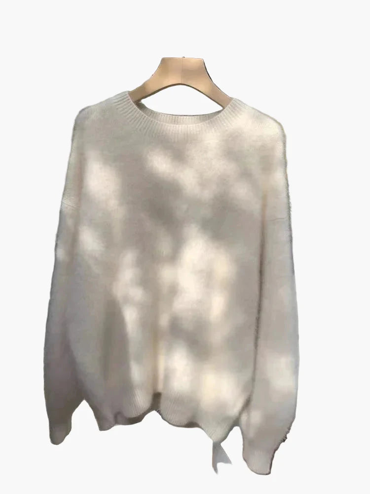Pull ample style décontracté pour femme, col rond, look cocooning chic
