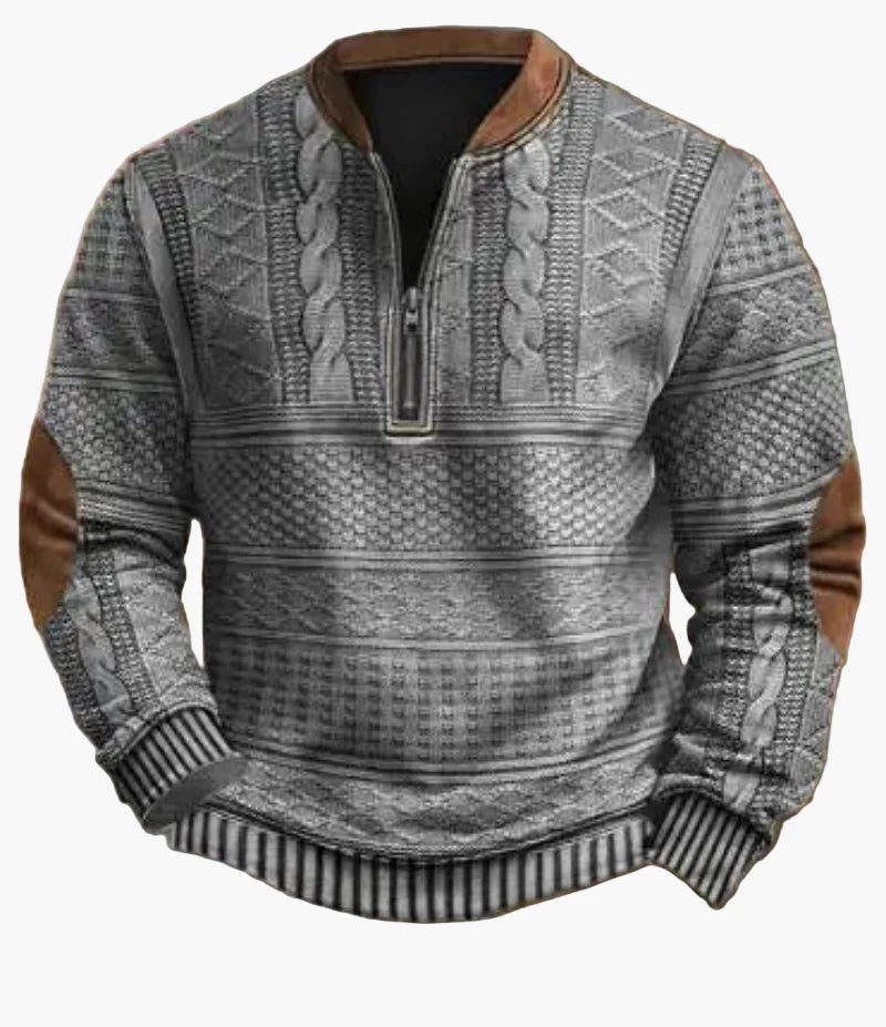 Herren-Sweatshirt mit halbem Reißverschluss im trendigen Herbst-/Winterstil – warmer, lässiger Stehkragenpullover