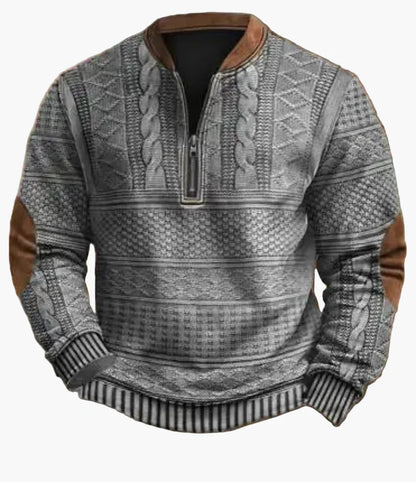 Herren-Sweatshirt mit halbem Reißverschluss im trendigen Herbst-/Winterstil – warmer, lässiger Stehkragenpullover