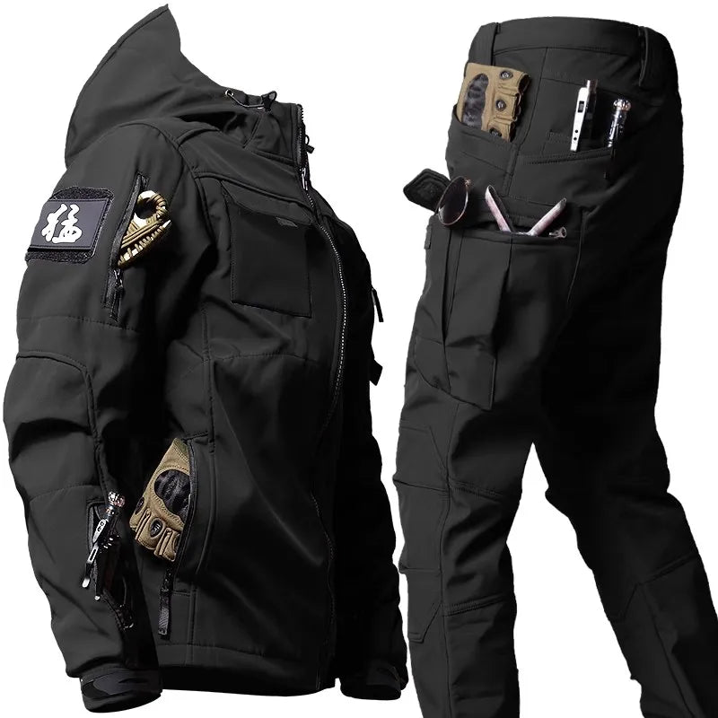Ensemble Veste et Pantalon Tactique Doublé en Polaire - Résistant aux Intempéries