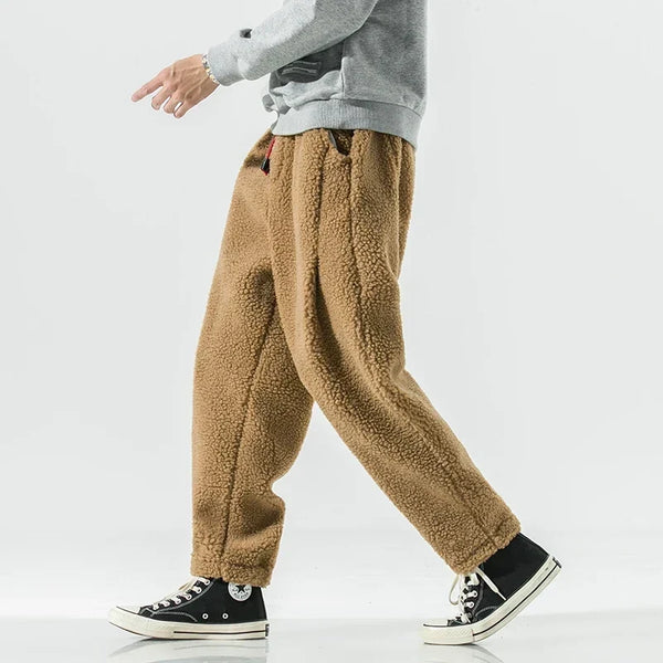 Pantaloni da uomo in tessuto morbido testurizzato con coulisse