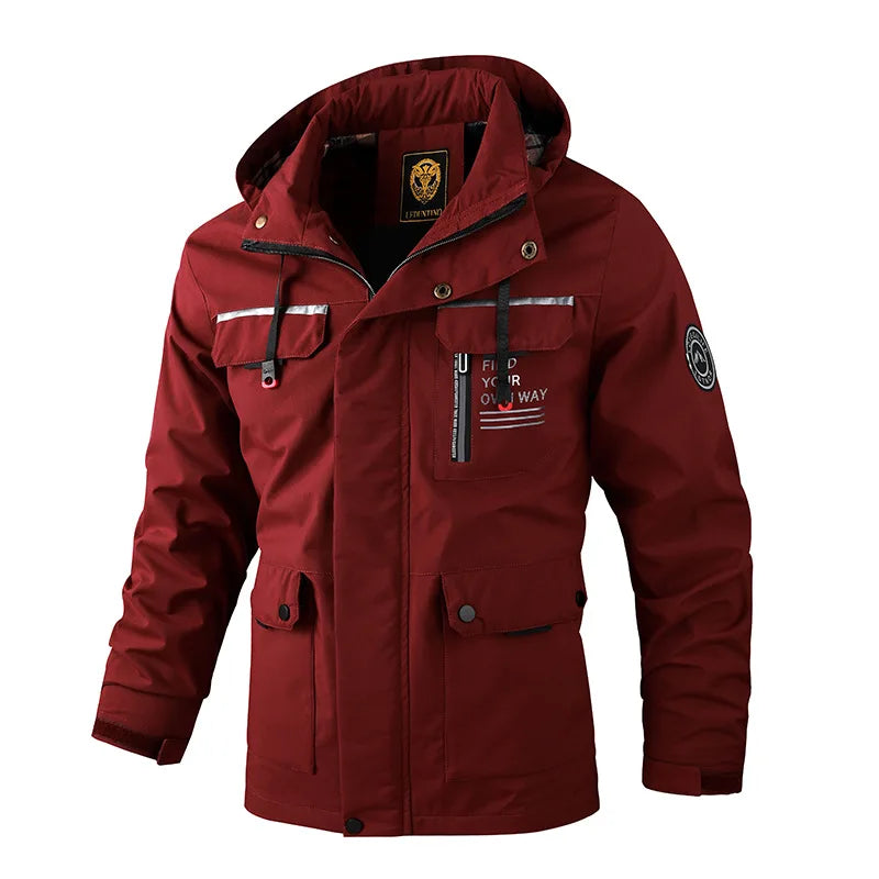 Veste à capuche homme coupe-vent et imperméable avec multiples poches