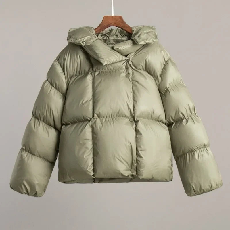 Women's Short Hooded Quilted Puffer Jacket