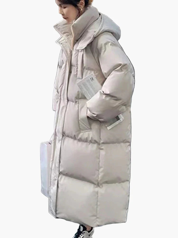 Cappotto lungo piumino oversize donna stile urbano inverno