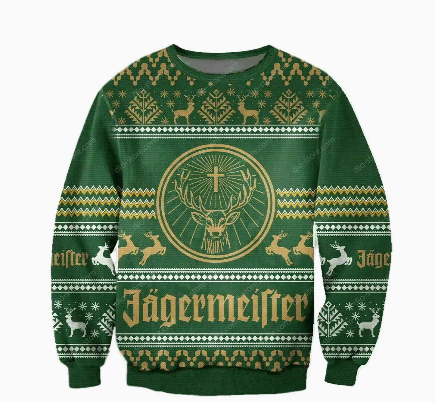Herren Weihnachts-Pullover im Ugly-Sweater-Stil Jägermeister, originelles Fest- und Geschenkartikel