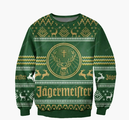 Herren Weihnachts-Pullover im Ugly-Sweater-Stil Jägermeister, originelles Fest- und Geschenkartikel