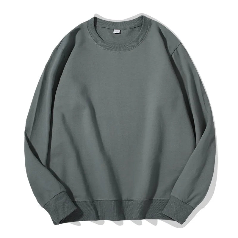 Sudadera informal lisa de cuello redondo, de tejido suave