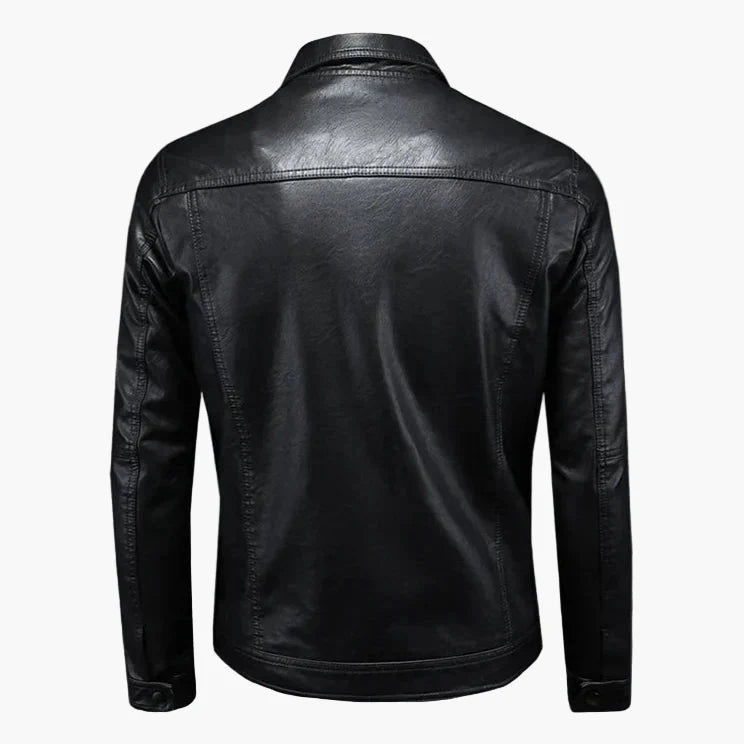 Herrjacka i motorcykelstil med modern skärning för en urban och elegant look