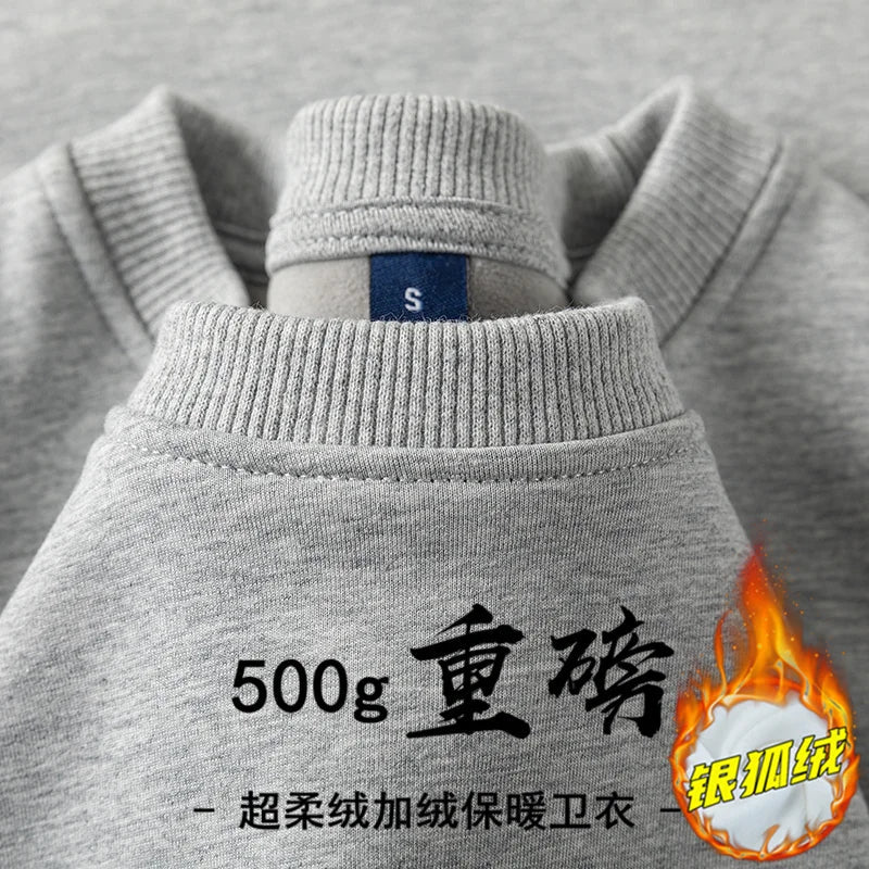 Herren-Sweatshirt mit Rundhalsausschnitt, Fleece-Futter und langen Ärmeln