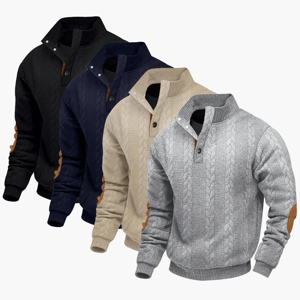 Sudadera para hombre con cuello alto y cremallera, estilo casual elegante - Suéter deportivo versátil y a la moda