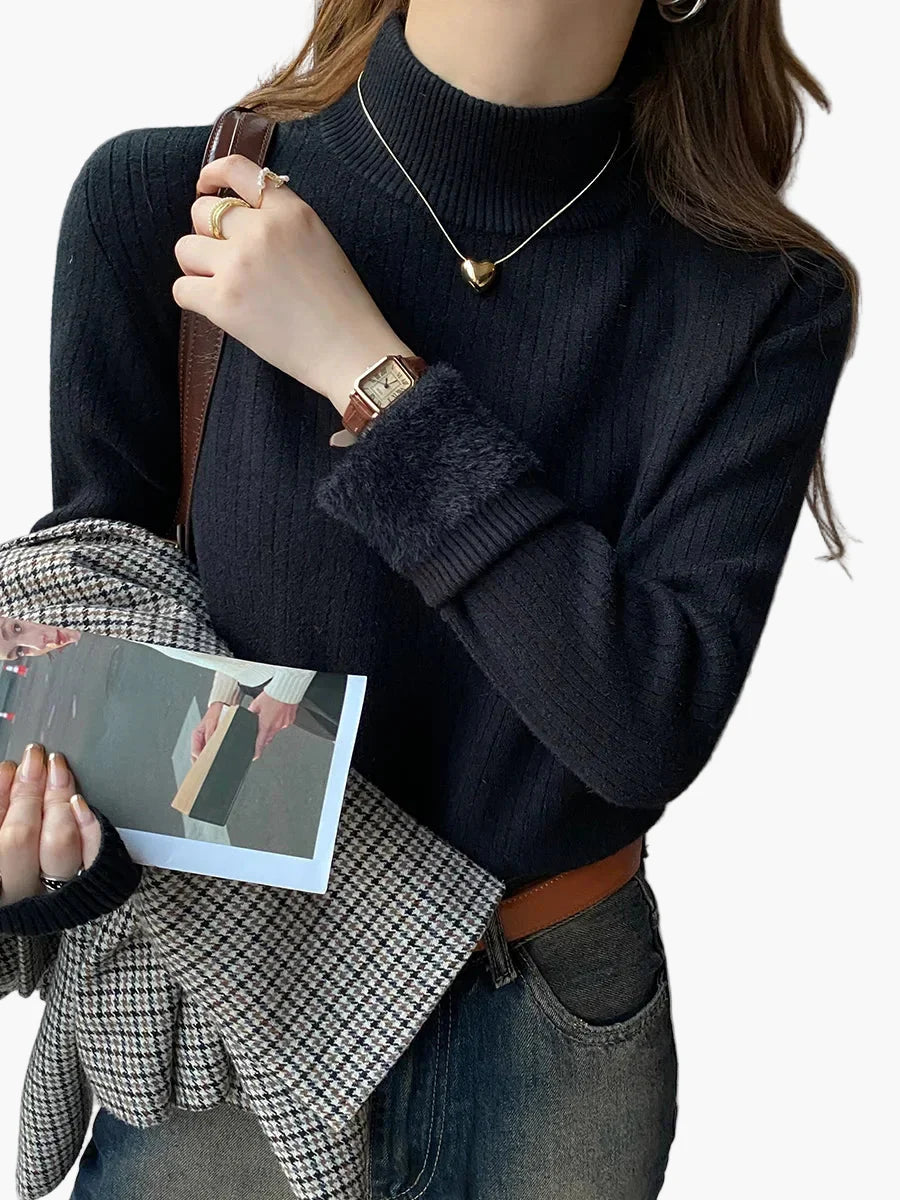Jersey de Cuello Alto para Mujer Elegante Estilo Casual para Otoño e Invierno