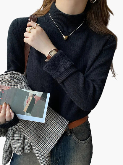 Jersey de Cuello Alto para Mujer Elegante Estilo Casual para Otoño e Invierno
