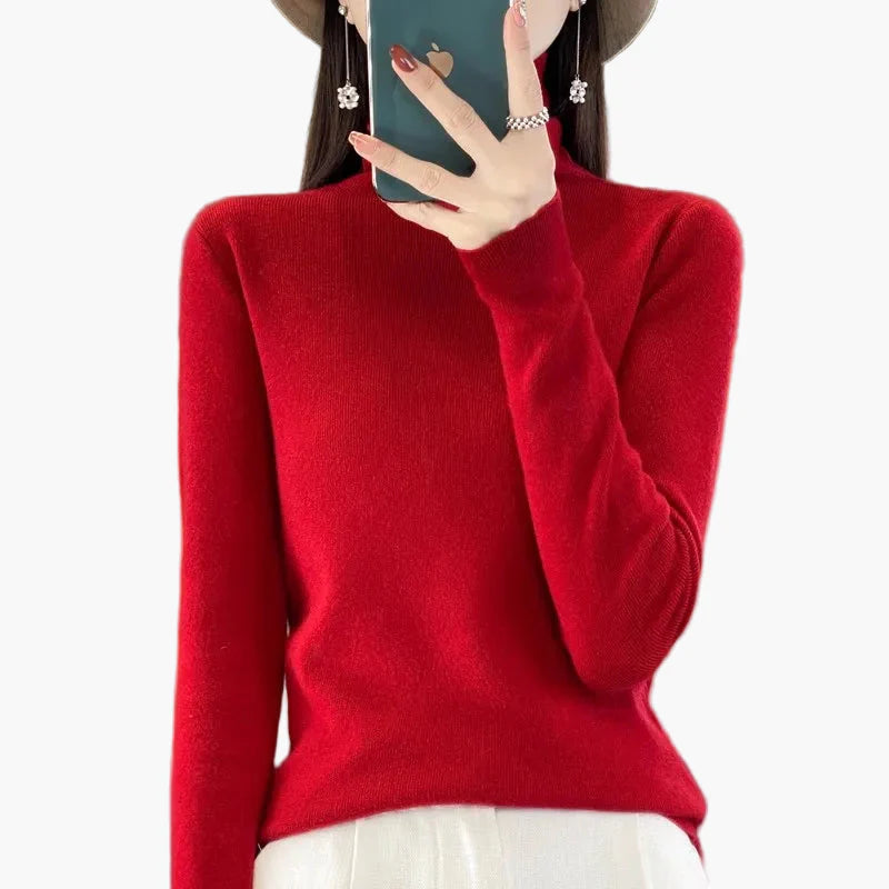 Elegancki damski sweter z golfem w szykownym stylu na jesień i zimę