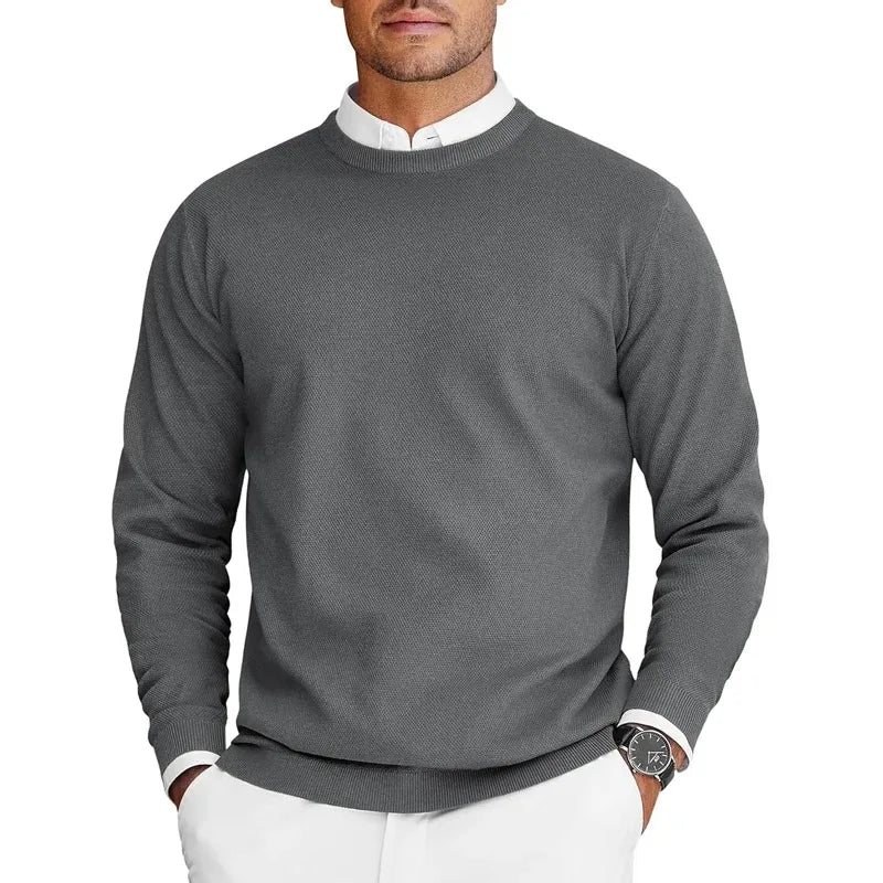 Maglione da uomo girocollo testurizzato a maniche lunghe, disponibile in diversi colori