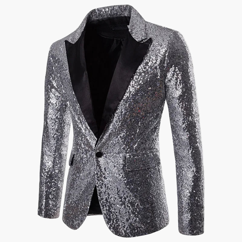 Chaqueta de noche para hombre con lentejuelas multicolores, estilo festivo para eventos y fiestas
