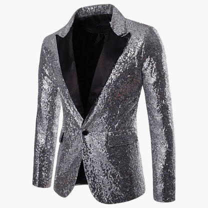 Chaqueta de noche para hombre con lentejuelas multicolores, estilo festivo para eventos y fiestas