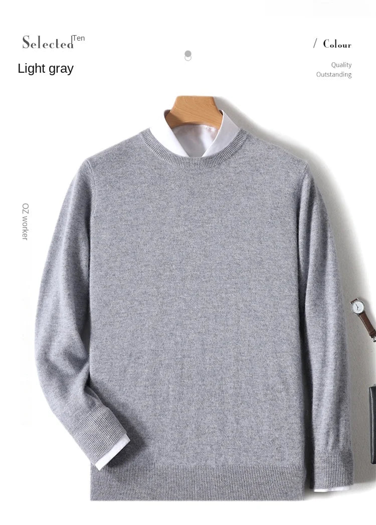Pull homme col rond uni en maille douce à manches longues