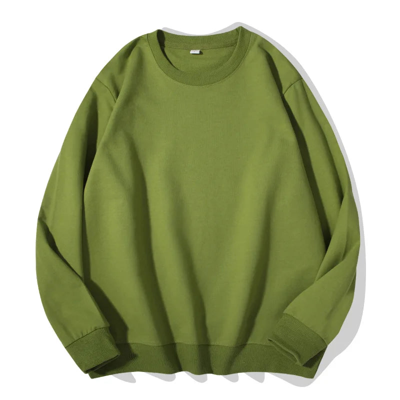 Sudadera informal lisa de cuello redondo, de tejido suave