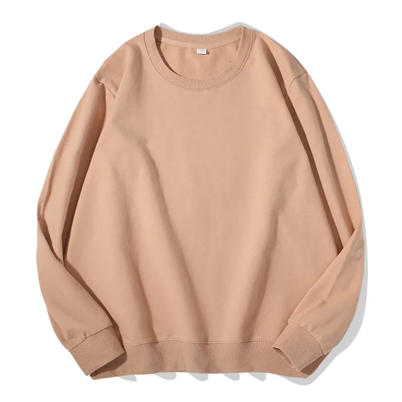 Sudadera informal lisa de cuello redondo, de tejido suave