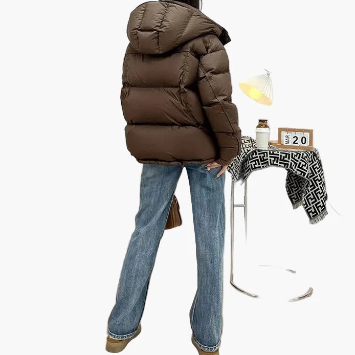 Chaqueta acolchada gruesa para mujer estilo urbano con capucha para invierno – chaqueta cálida casual