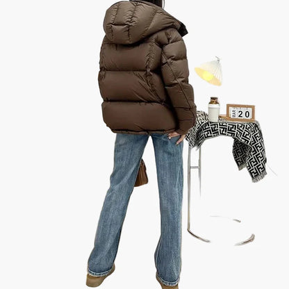 Chaqueta acolchada gruesa para mujer estilo urbano con capucha para invierno – chaqueta cálida casual