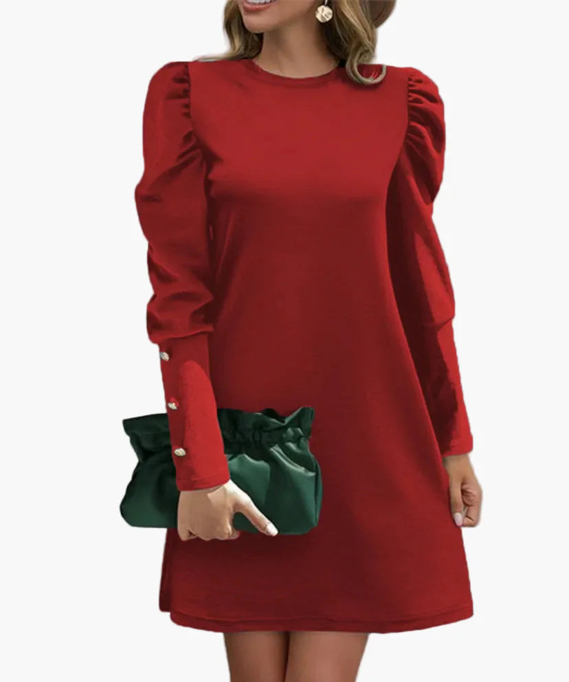Robe élégante à manches longues bouffantes pour femme – Style chic pour occasions spéciales