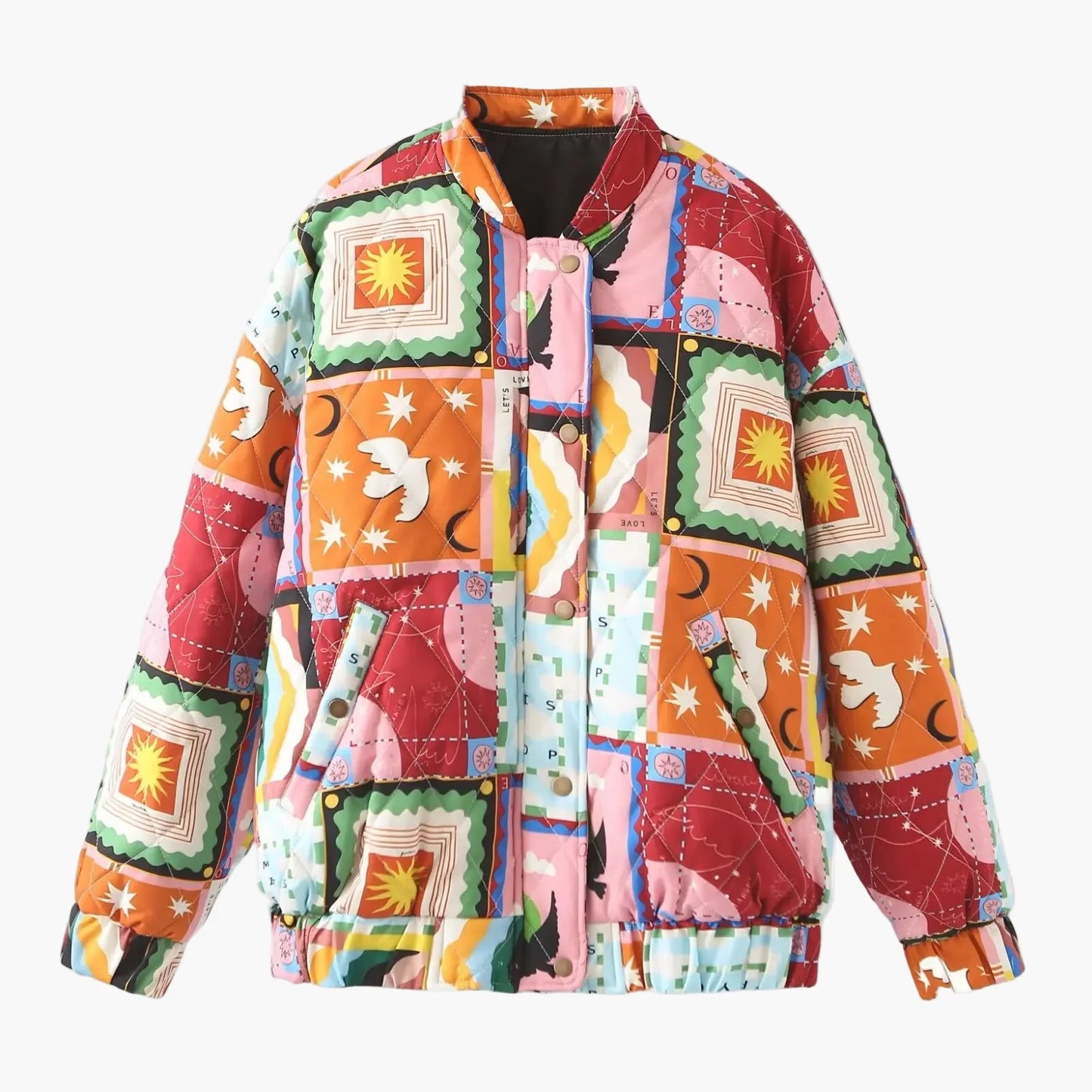 Quiltad patchworkjacka i bohemisk stil för kvinnor – urban och originell mode