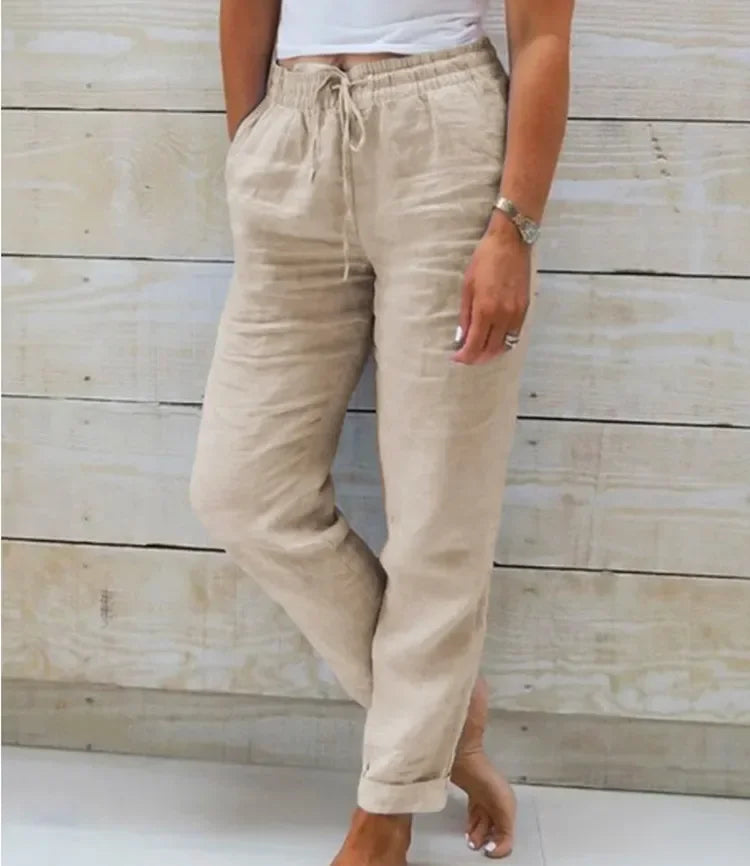 Pantalon décontracté taille haute pour femme style quotidien chic