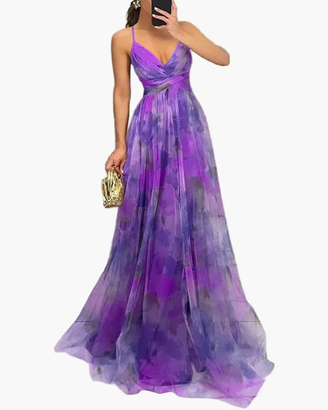 Robe longue maxi fleurie style soirée pour femme – Élégante et bohème chic