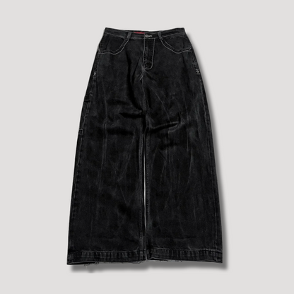 Jean homme à jambe large avec broderie tête de mort pour l'été
