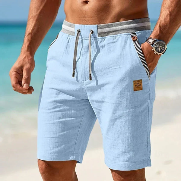 Short casual da uomo con elastico in vita, coulisse e tasche a righe