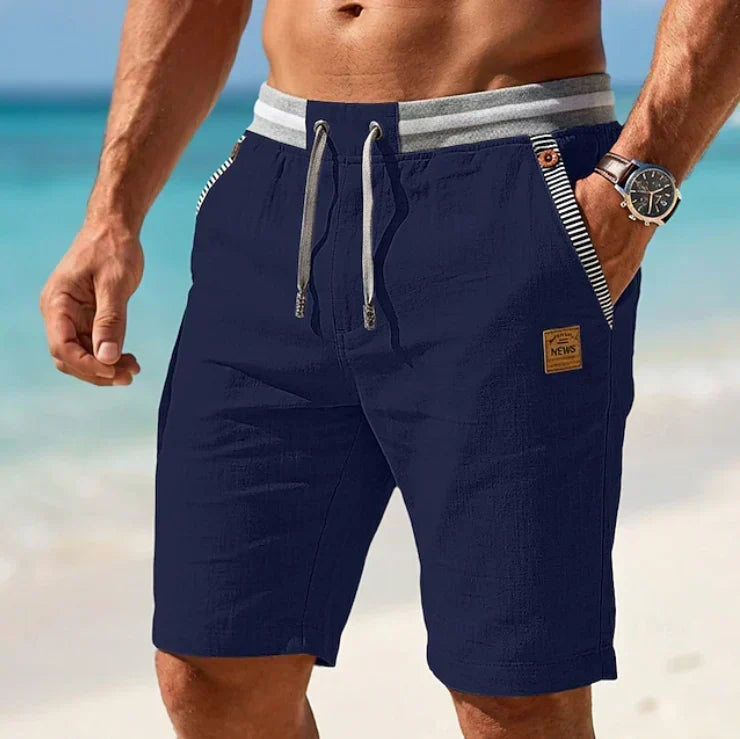 Short informal para hombre con cintura elástica, cordón y bolsillos a rayas