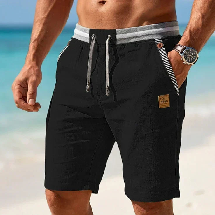 Short informal para hombre con cintura elástica, cordón y bolsillos a rayas