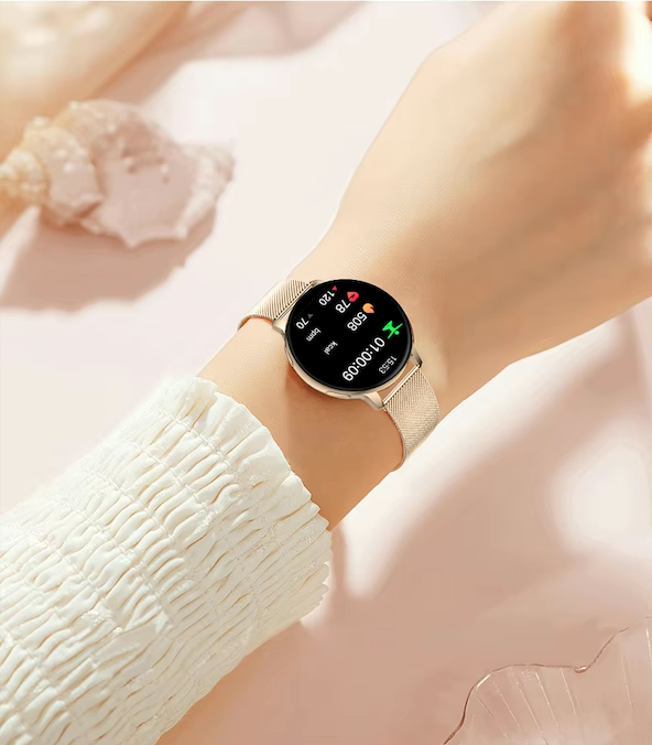 Donna – Ultra-Tynd Smartwatch til Kvinder med Fuld Touchskærm og Alsidige Fitnessfunktioner