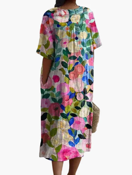 Robe d'été décontractée femme coupe ample style floral bohème