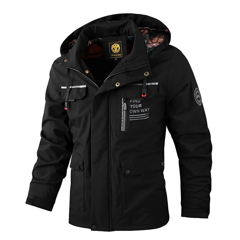 Veste à capuche homme coupe-vent et imperméable avec multiples poches