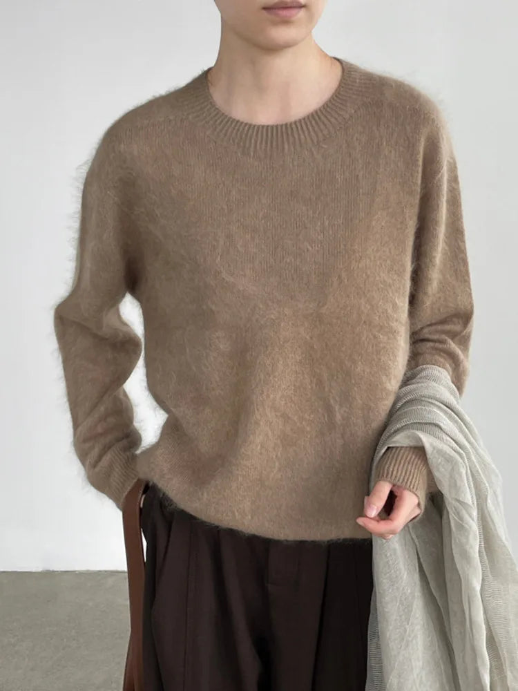 [LANMREM] Pullover da donna in maglia di lana con fodera in pile, scollo rotondo, morbido e soffice, vestibilità slim, ideale per autunno e inverno 26E04076