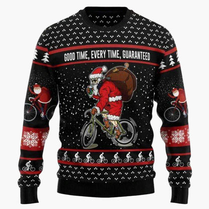 Męska bluza świąteczna w stylu motocyklisty – świąteczna bluza z humorem Santa na motocyklu