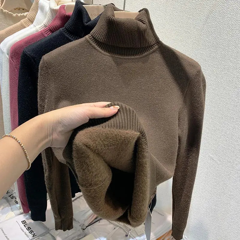 Damski sweter z podwójnym golfem w klasycznym i wygodnym stylu na zimę
