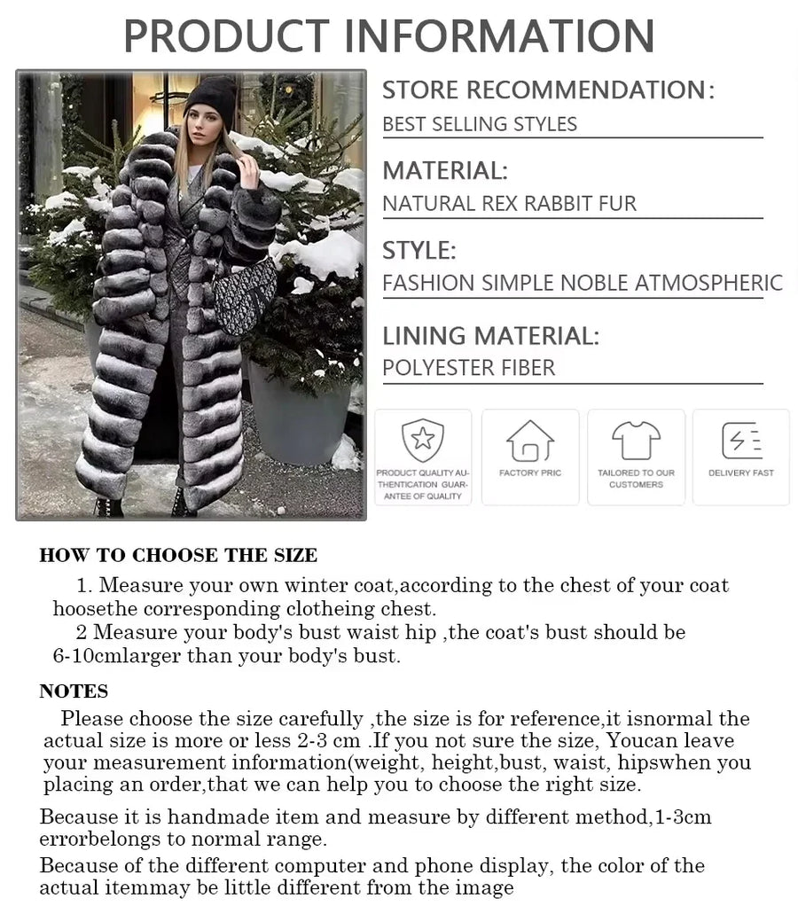 Thick, warm black-and-white striped faux-fur long coat for women