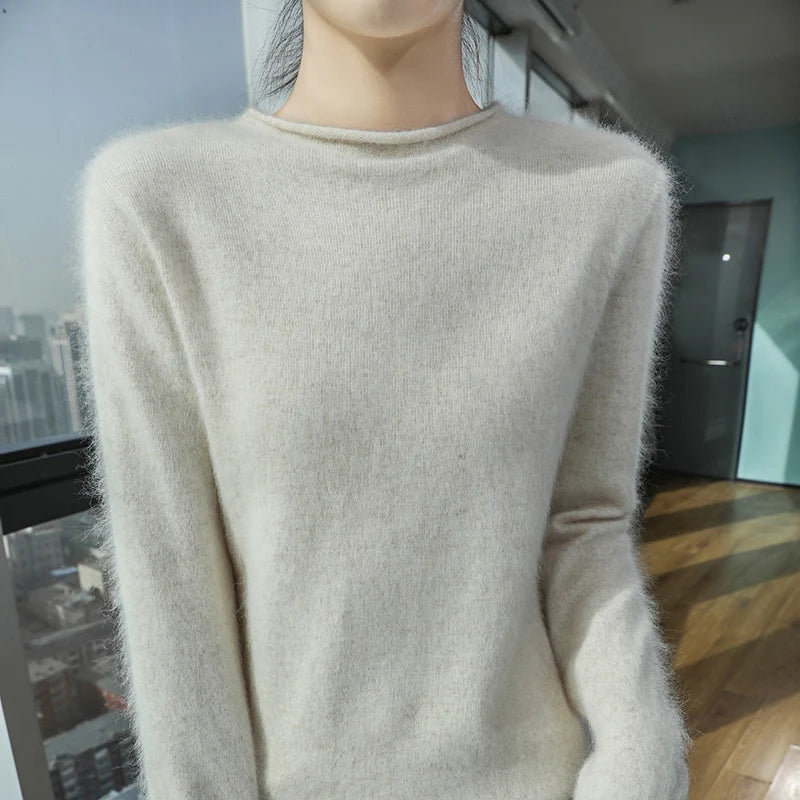 Women's soft crew-neck long-sleeve sweater, available in several colors