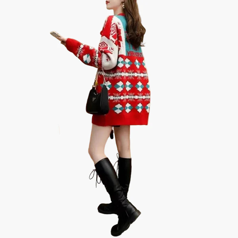 Jersey de Navidad original para mujer - Estilo holgado, decoración festiva, ideal para las fiestas