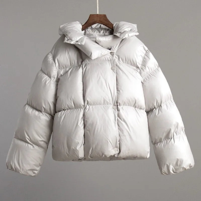 Women's Short Hooded Quilted Puffer Jacket