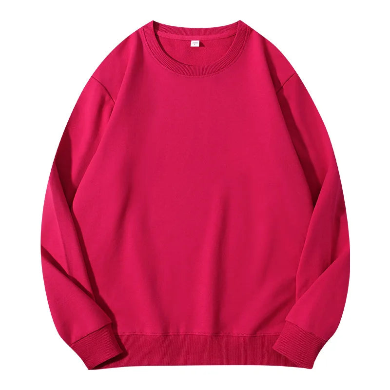 Sudadera informal lisa de cuello redondo, de tejido suave
