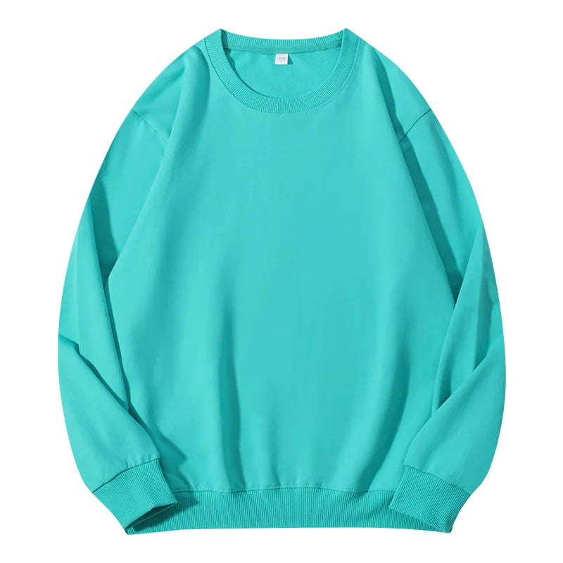 Sudadera informal lisa de cuello redondo, de tejido suave
