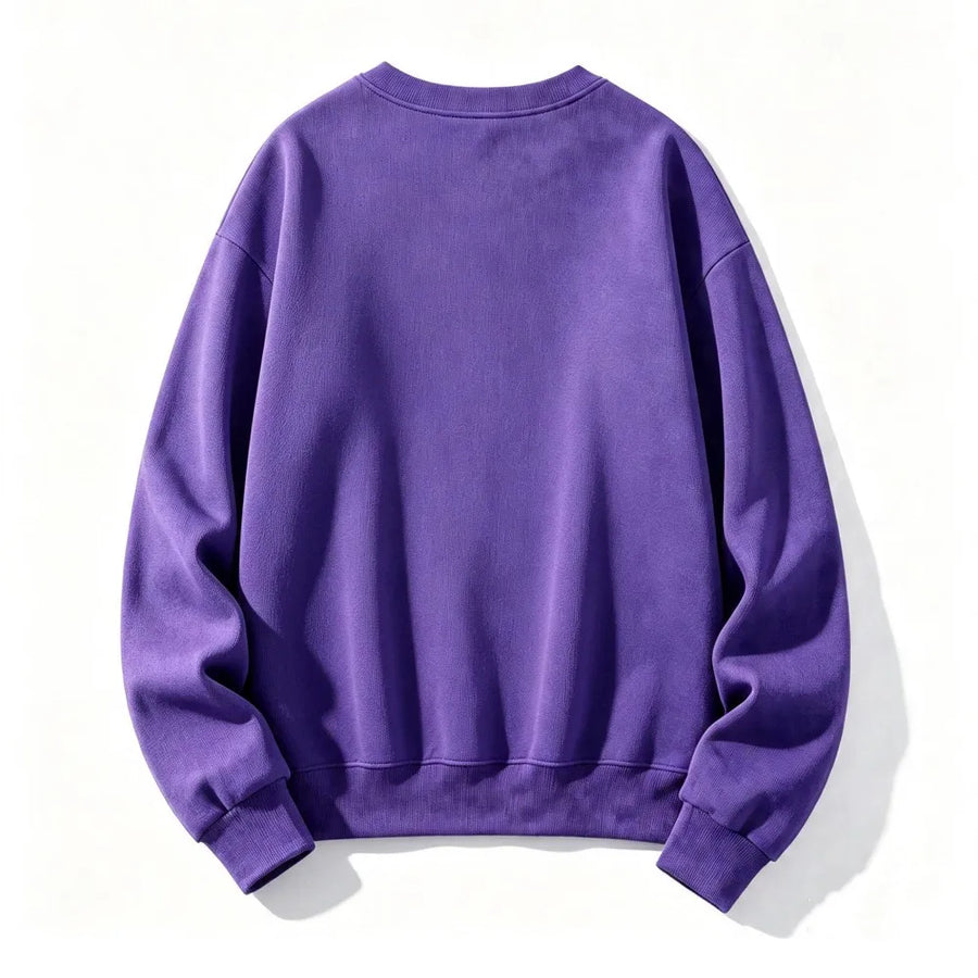Sweat-shirt Femme ample Violet uni col rond et manches longues