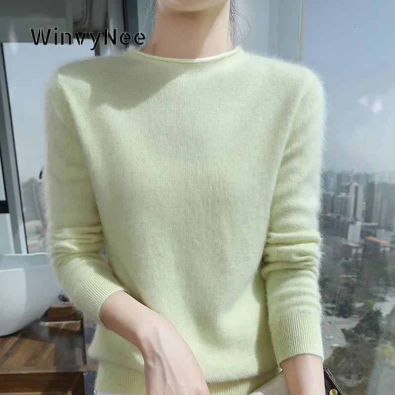 Women's soft crew-neck long-sleeve sweater, available in several colors