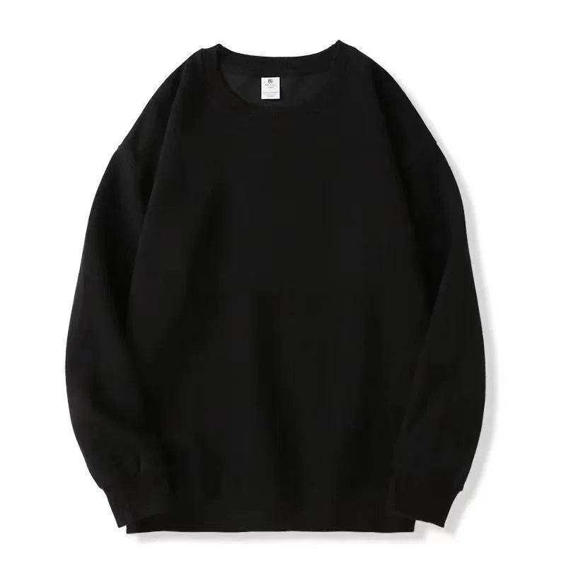 Afslappet ensfarvet herresweatshirt med rund hals og lange ærmer
