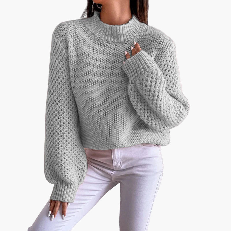 Pull ample femme style décontracté manches ballon tricot chic automne hiver
