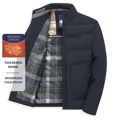 Chaqueta de hombre de negocios casual de invierno, cálida y cortavientos